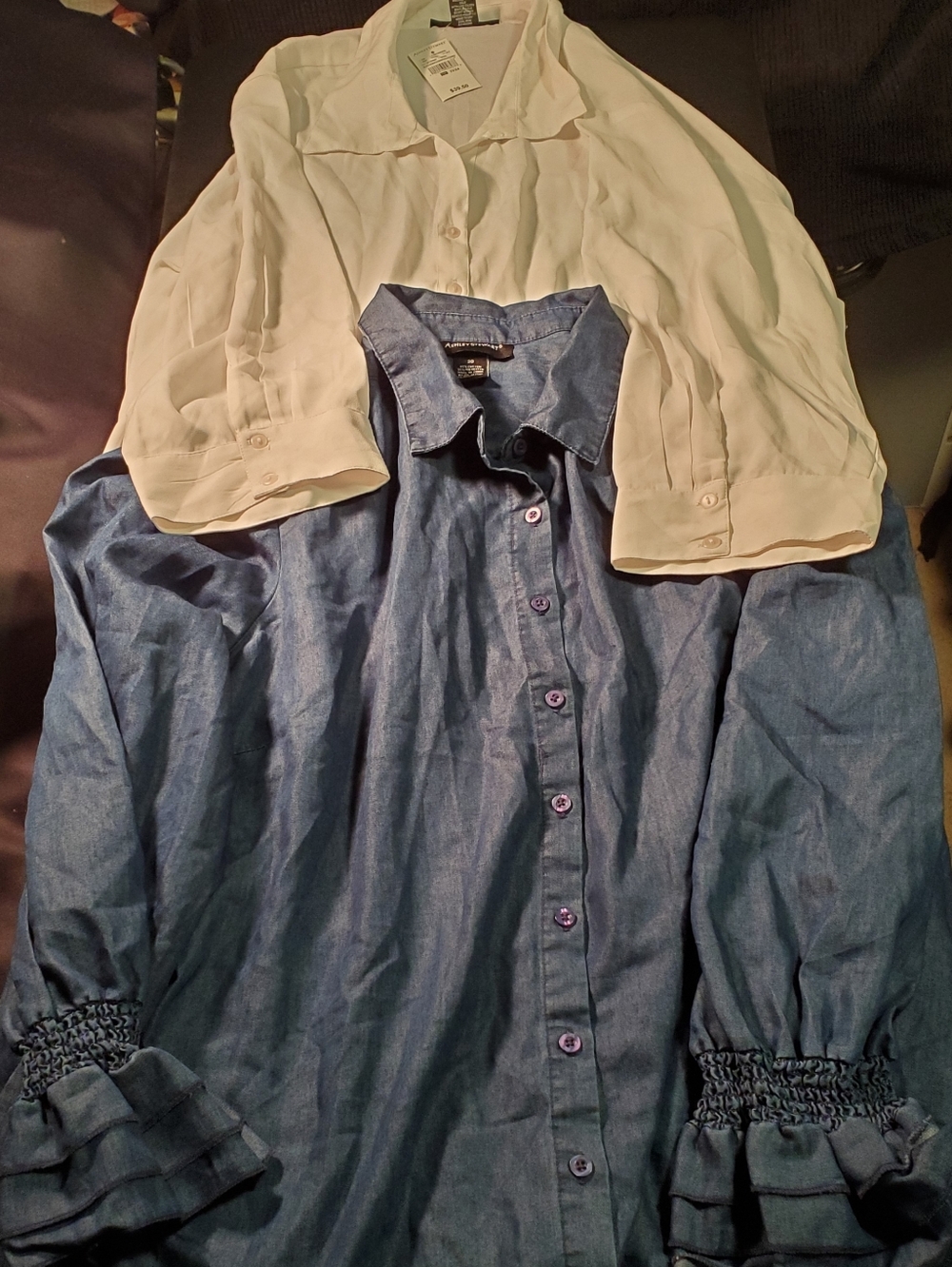 Ashley Stewart Blue Size 20 Button Up Shirt/Ashley Stewart White Size 22/24